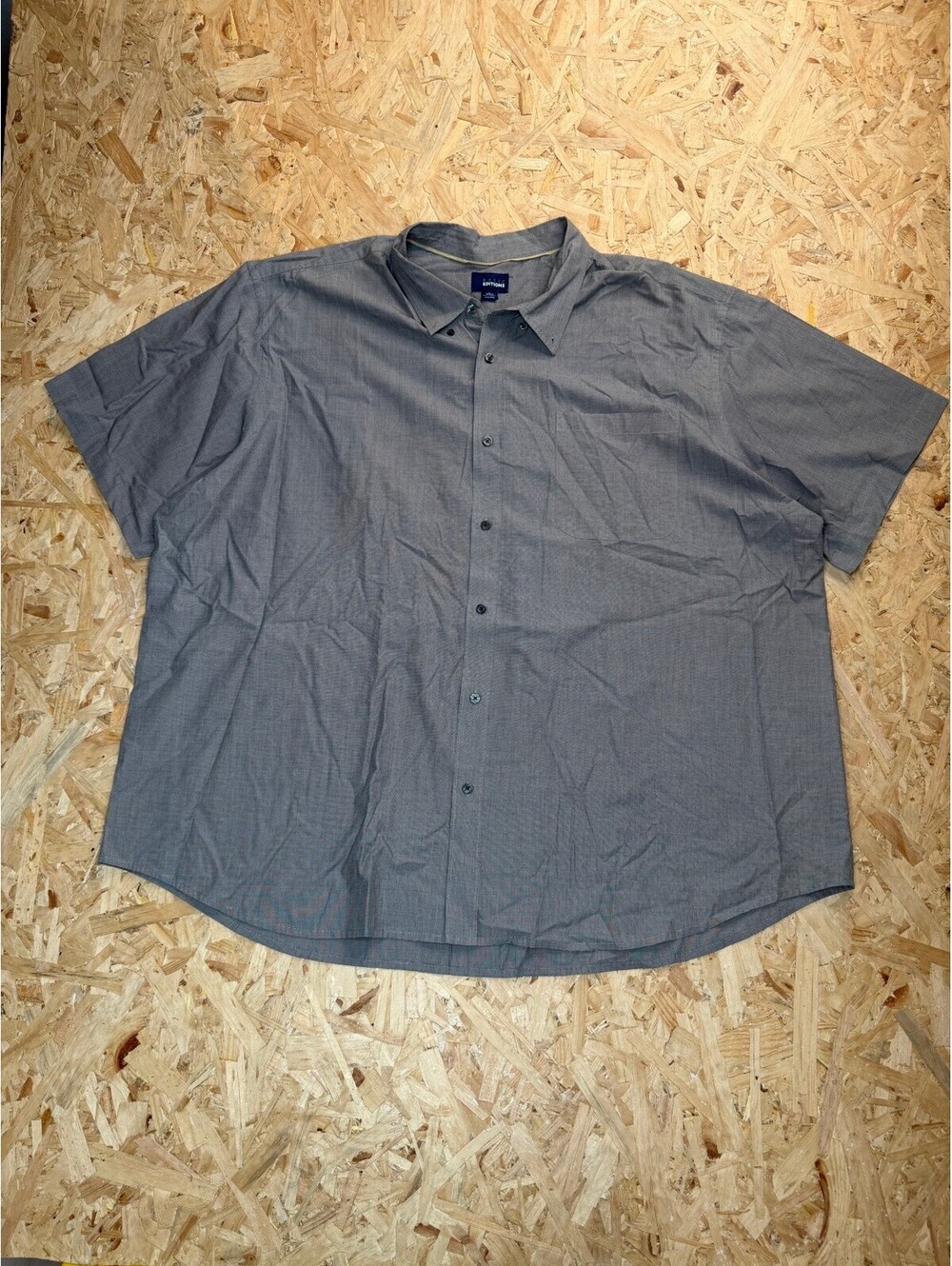 Basic Editions Shirt Mens 4XL Gray Short Sleeve Button Up Casual Big And Tall